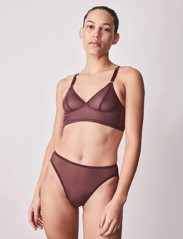 Fortnight: Meshie High-Waisted Brief - Burgundy