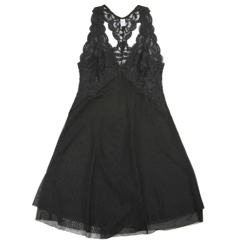 FORTUNA Chiffon Racerback Chemise in Black