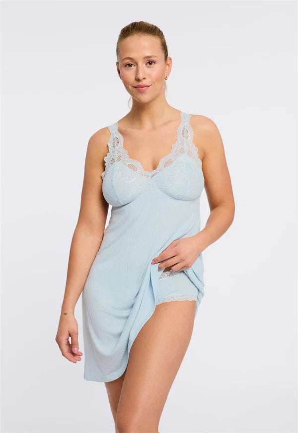 Iconic Full Chemise & High Waist Boyshort Set - Lagoon Pointelle