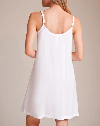 JULIET Pleated Bib Babydoll Chemise in White