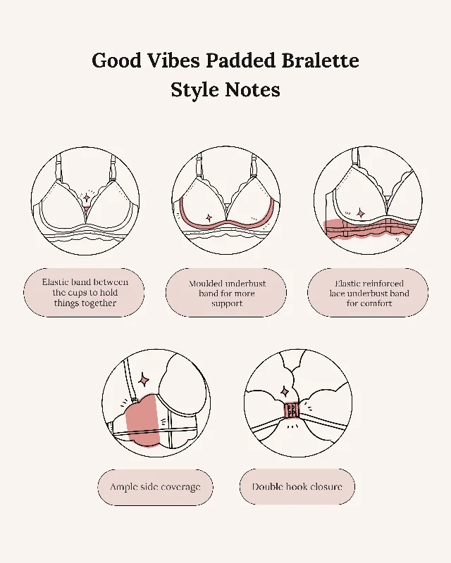 nursing - good vibes padded bralette in barely pink