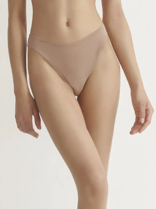 Skin: Galen Organic Cotton High Leg Brief  - Maple