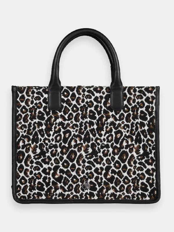 Animal print canvas shopper