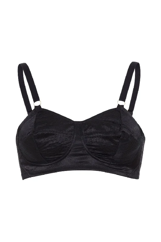 Bettie Page Black Spiral Stitch Bullet Bra