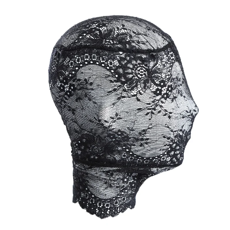 Black Lace Floral Full Face Hood