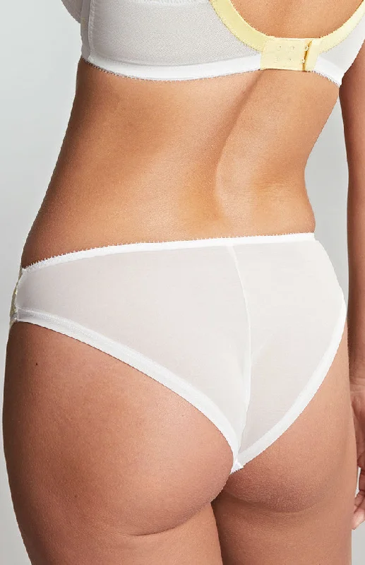 Blossom Brazilian Brief In White & Lemon - Panache