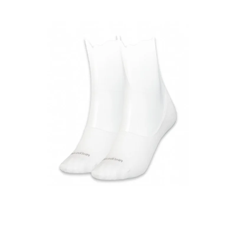 Calvin Klein 2 Pack Footie Mid Cut White Socks