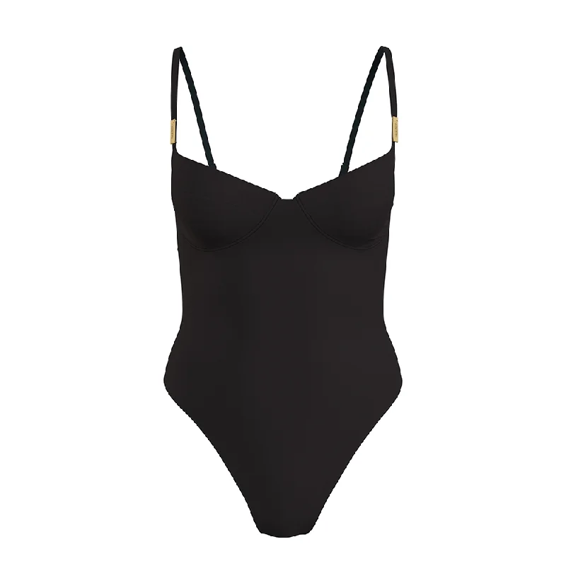 Calvin Klein Adjustable Black Shoulder Straps Balconette Women's One-Piece Swimsuit