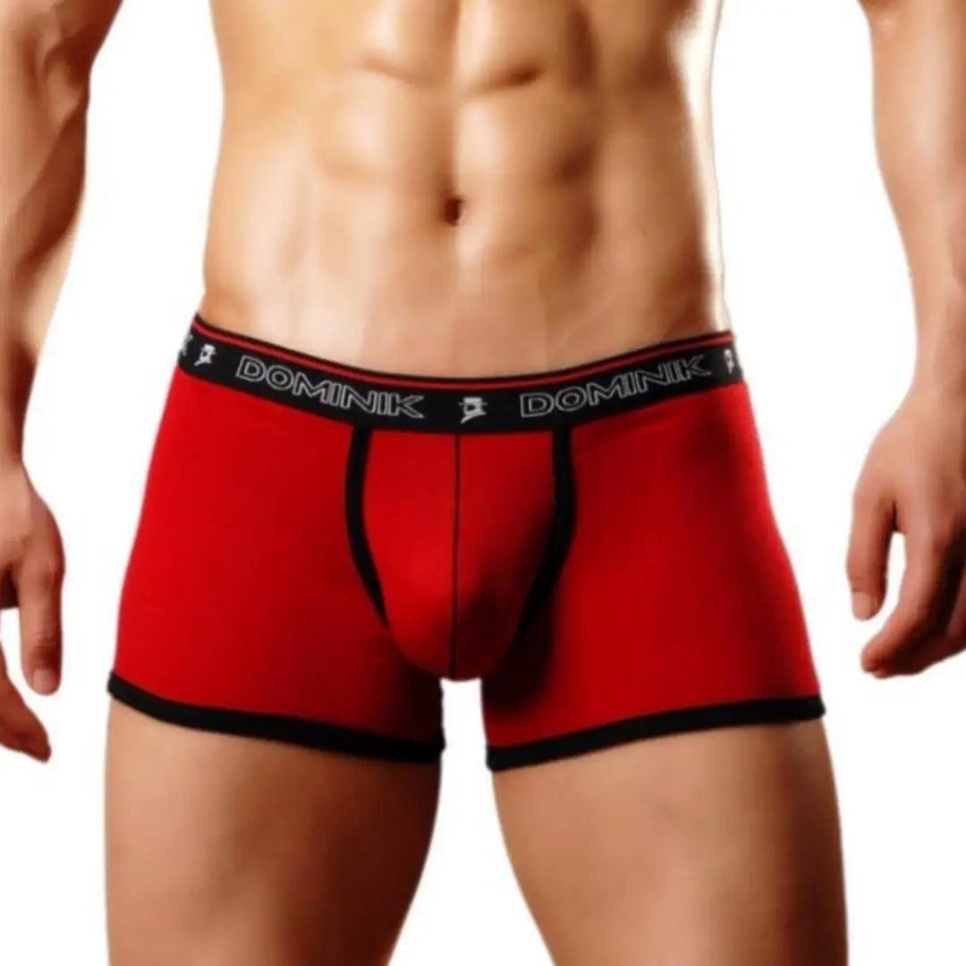 Dominik Men's Red Mid-Rise Modal Boxer Briefs Underwear