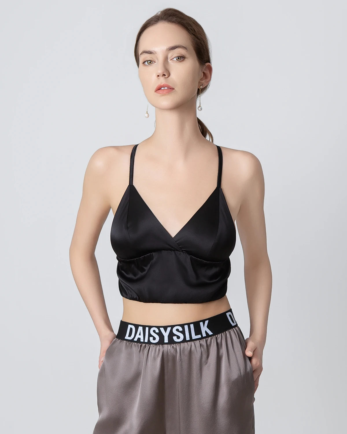 French Triangle Cup Camisole Silk Bra