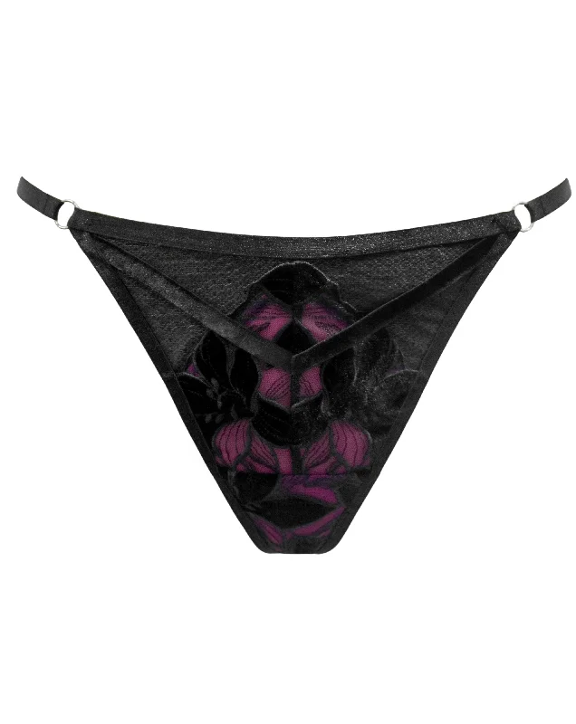 Icon Tanga Thong In Black & Fuchsia - Pour Moi