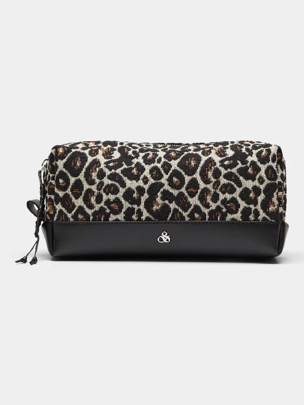 Jacquard leopard toiletry bag