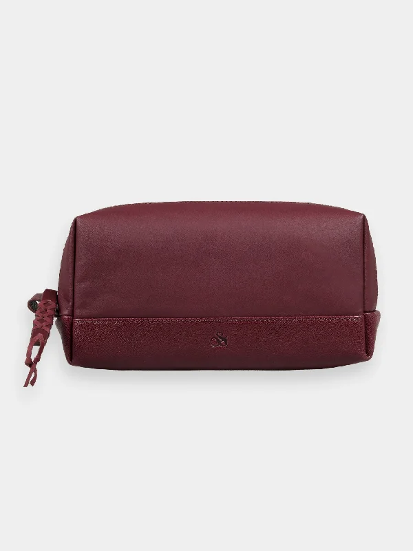 Large leather makeup bag