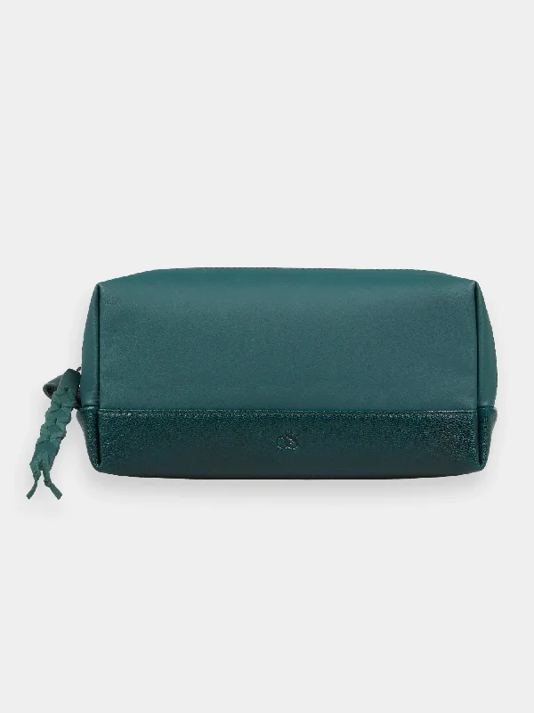 Large leather makeup bag