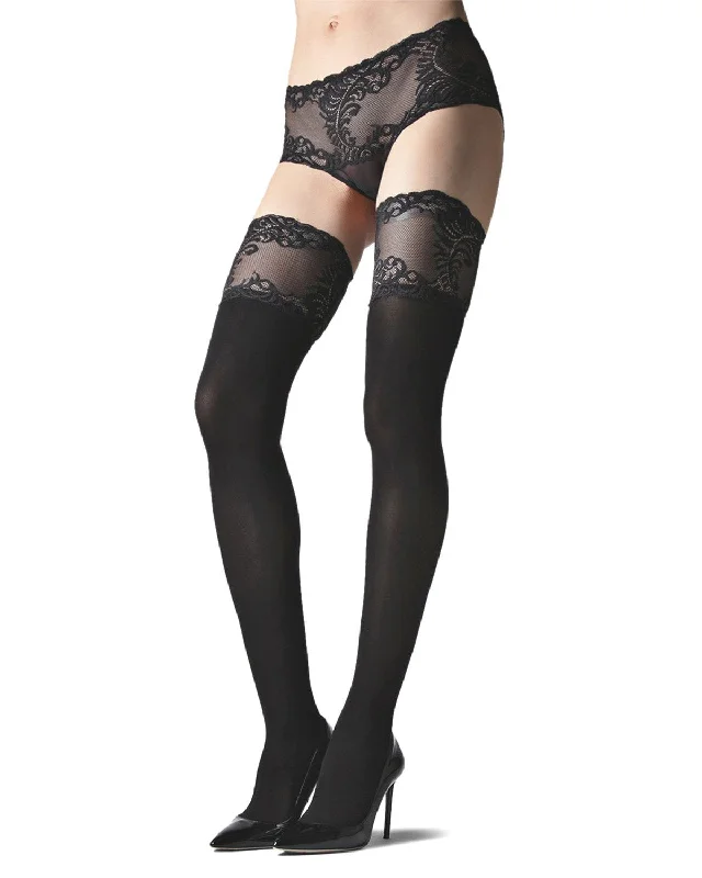 Natori Feathers Opaque Thigh High Stockings