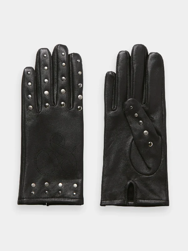 Studded leather gloves