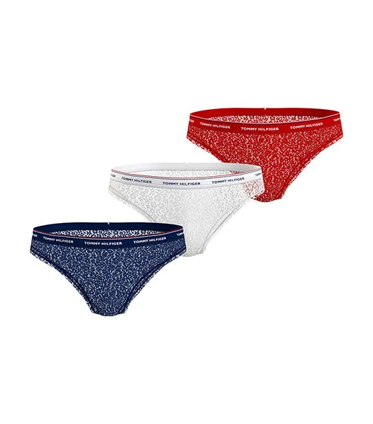 Women's 3-Pack Lace Bikini Desert Sky/White/Primary Red