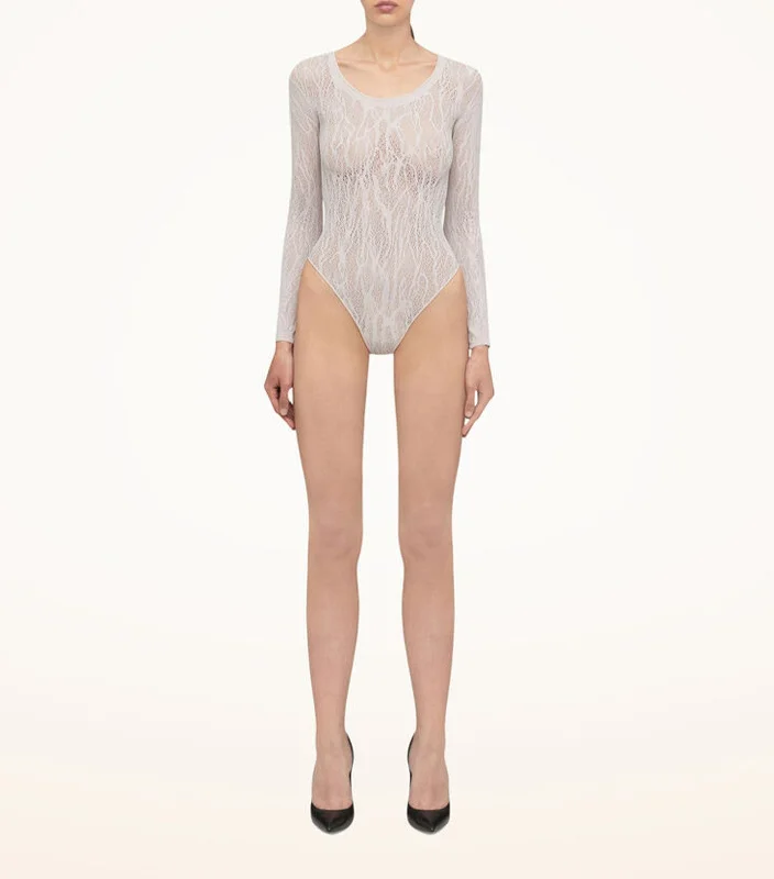 Snake Lace String Bodysuit Platinum