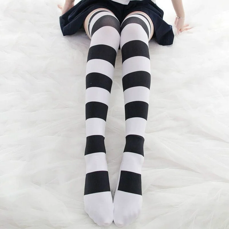 Women's Thigh High Cute Cat Paw Stocking in Black