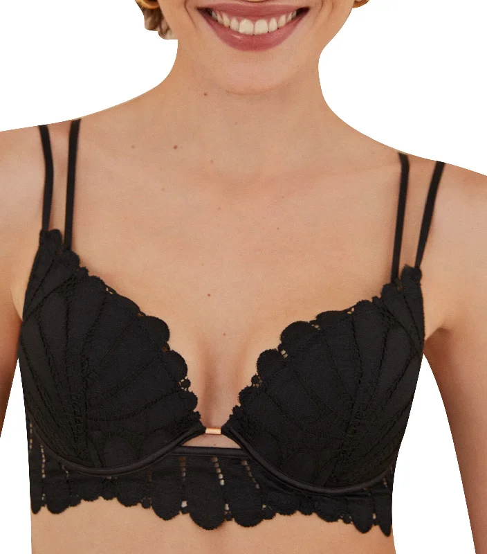 GORGEOUS Lace Double-Strap Push-Up Bra Black