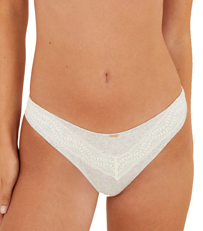 Gray Lace and Cotton Brazilian Panty