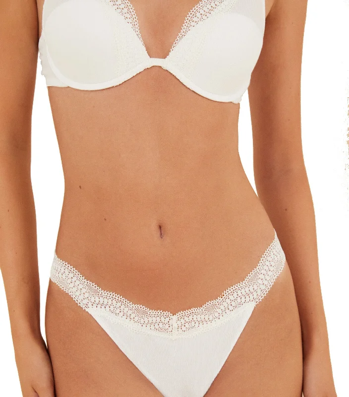 Ivory Cotton and Lace Tanga