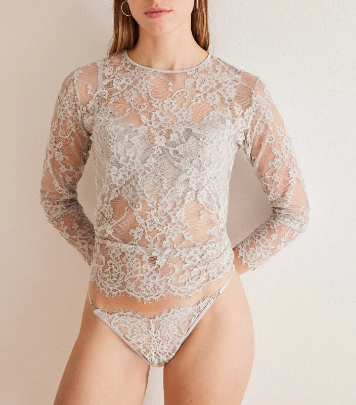 Sequinned Lace Panty Gray