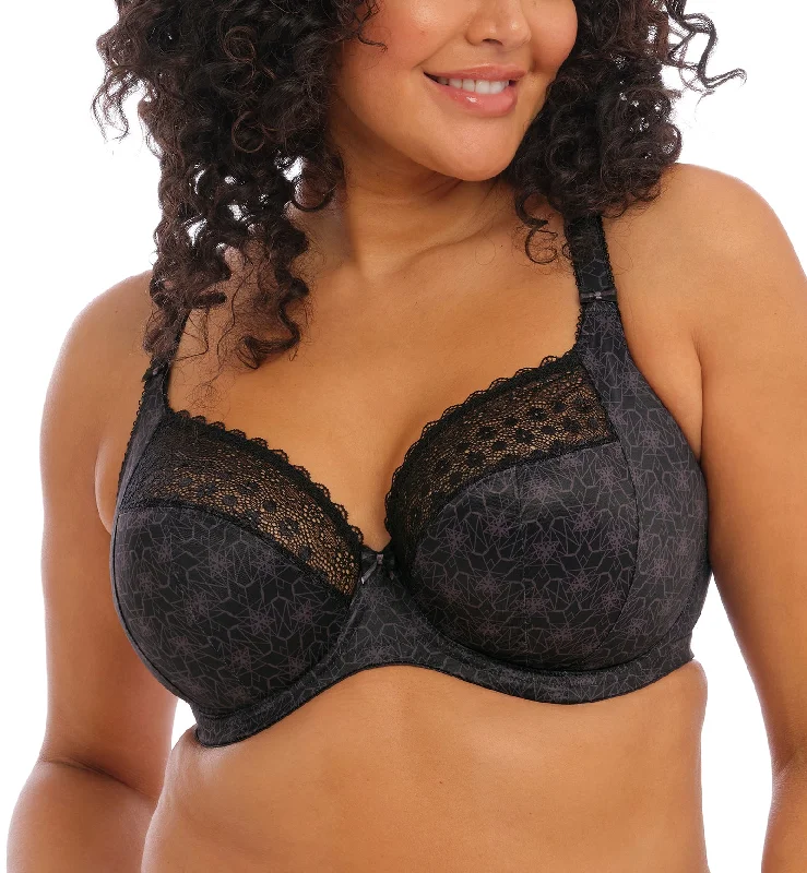 Elomi Kim Banded Stretch Lace Plunge Underwire Bra (4340) - Black