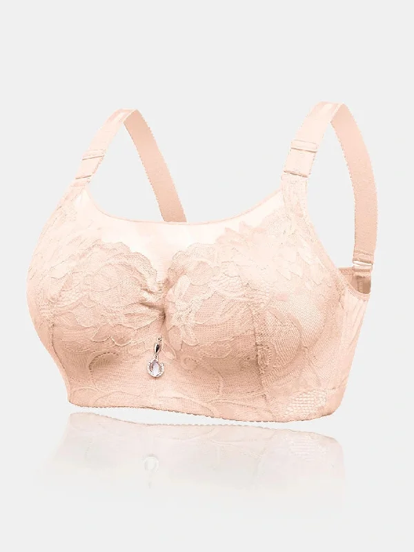 Floral Mesh Spliced Full Cup Breathable Underwire Bras