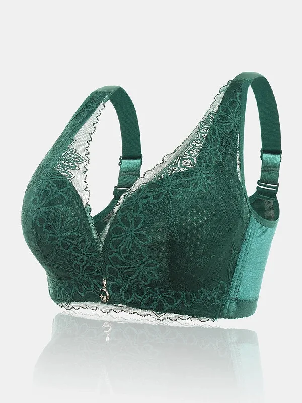 Lace Solid Lightly Lined Breathable Wireless Bra