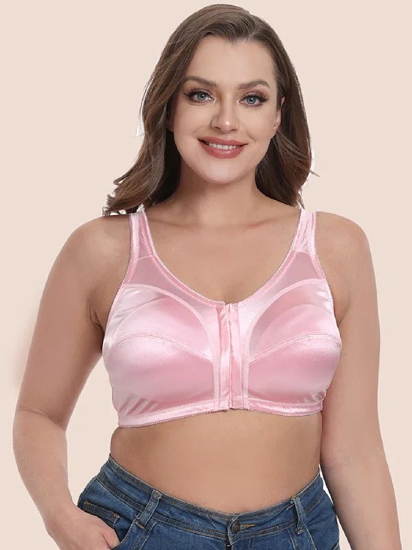 Plus Size Front Closure Natural Support Wireless Bra