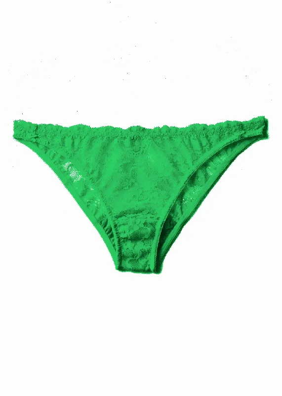 Poppy Flowers Bikini Briefs in Emerald Green