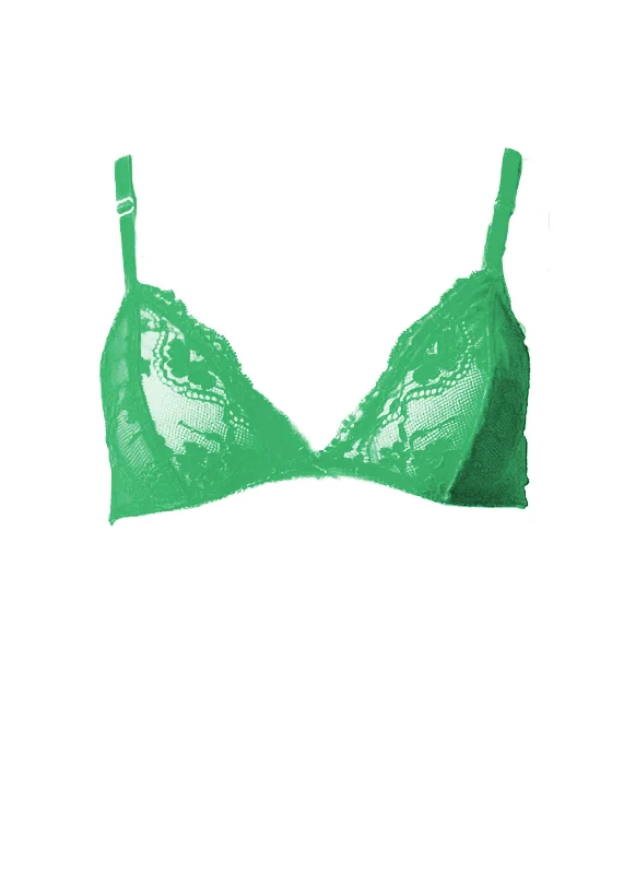 Poppy Flowers Triangle Bra in Emerald Green