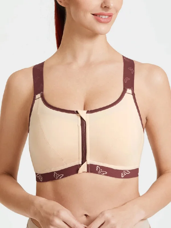 Women's Front Zipper Wireless Criss Cross Back Bras