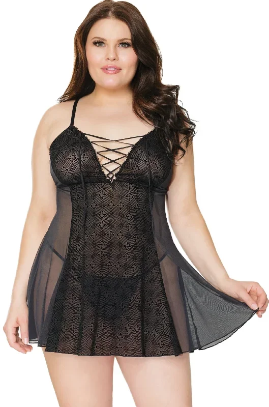 Mesh Side Panel Chemise | Plus Size