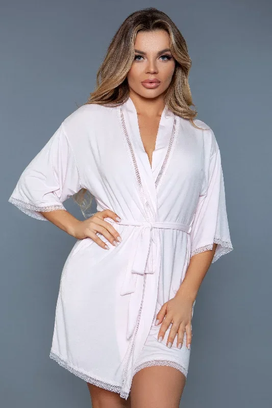 Plus Size Tie Waist Short Robe