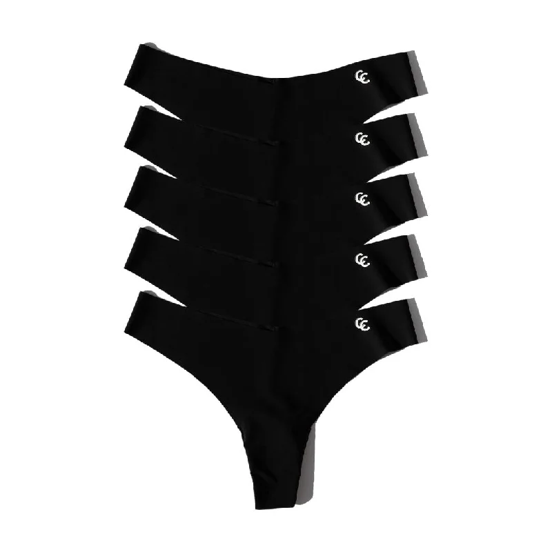 Black Seamless Thongs 5 for $98