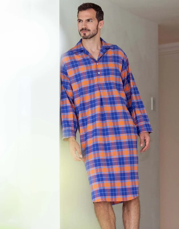 Men's Brushed Cotton Nightshirt – Tangerine Dream