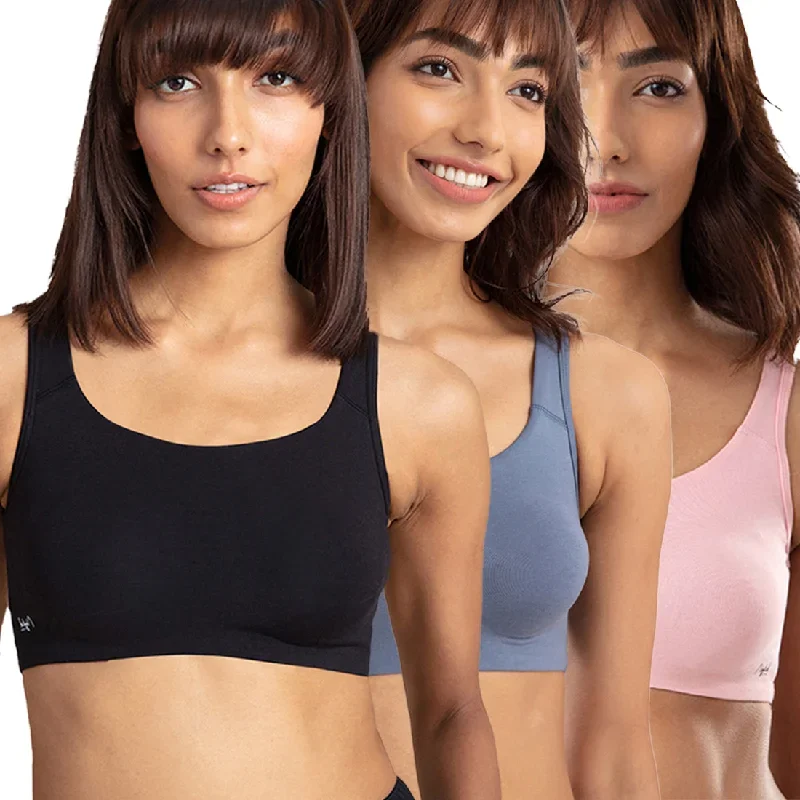 PO3 Easy-peasy slip-on bra with Full coverage - NYB113 Pink, China blue & Black