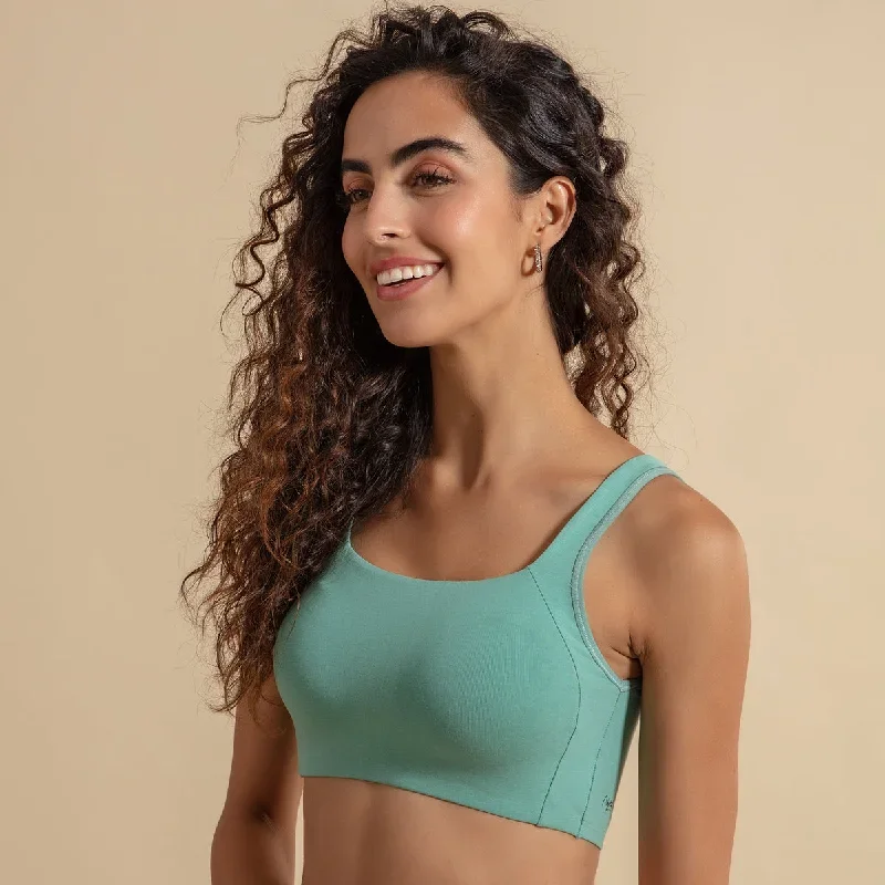 Trendy square neck slip-on bra with Full coverage - NYB158 Wasabi