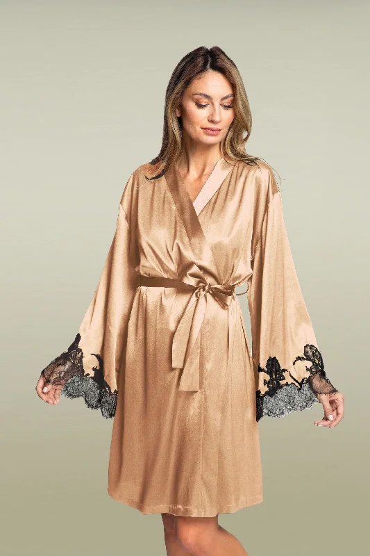 Victoria Mini Robe in Caramel/Black