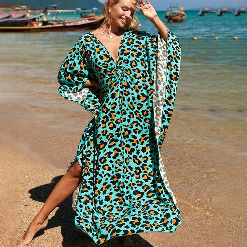 women-various-styles-loose-robe-swimsuit-outer-wear-one-piece-cover-up-dress-with-waist-drawstring