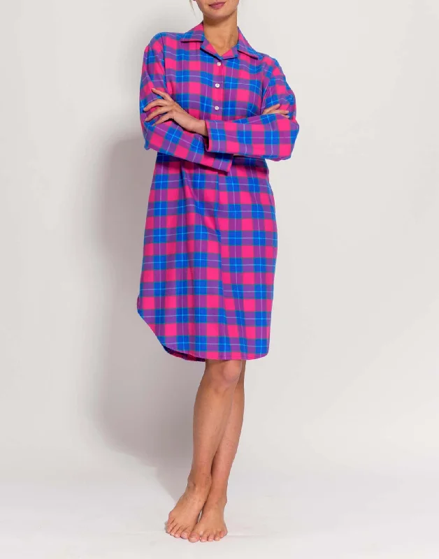 Women's Brushed Cotton Nightshirt – Pink Tartan