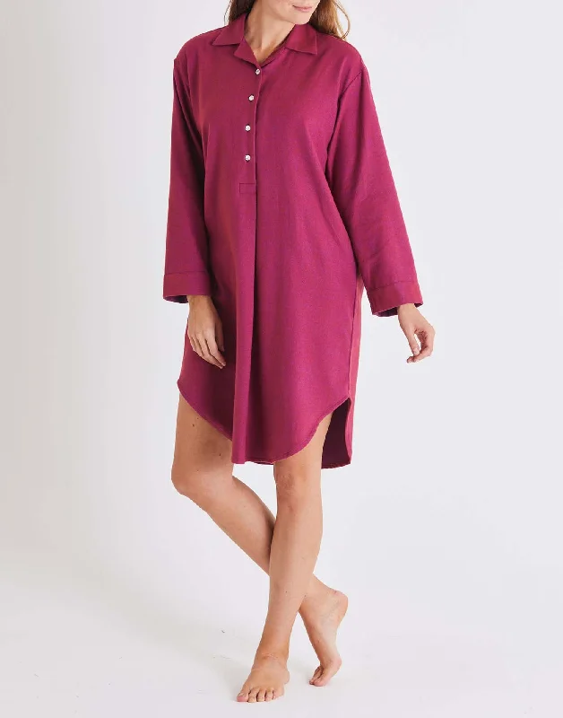 Women's Brushed Cotton Nightshirt – Rioja Herringbone