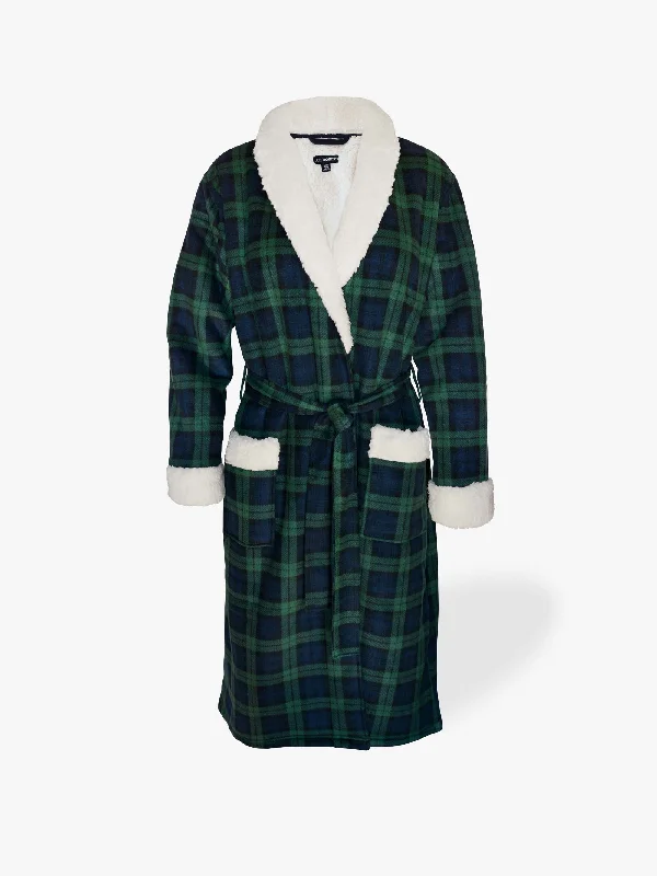 WOMEN'S SHERPA LINED FLEECE ROBE | BLACKWATCH