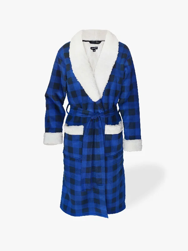 WOMEN'S SHERPA LINED FLEECE ROBE | BLUE BUFFALO