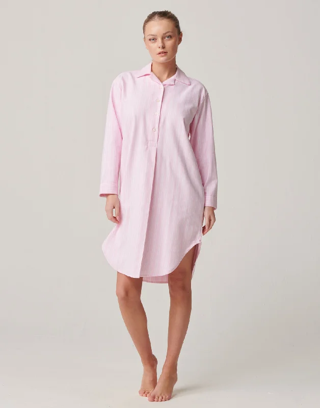 Women's Brushed Cotton Nightshirt – Westwood Pink Stripe